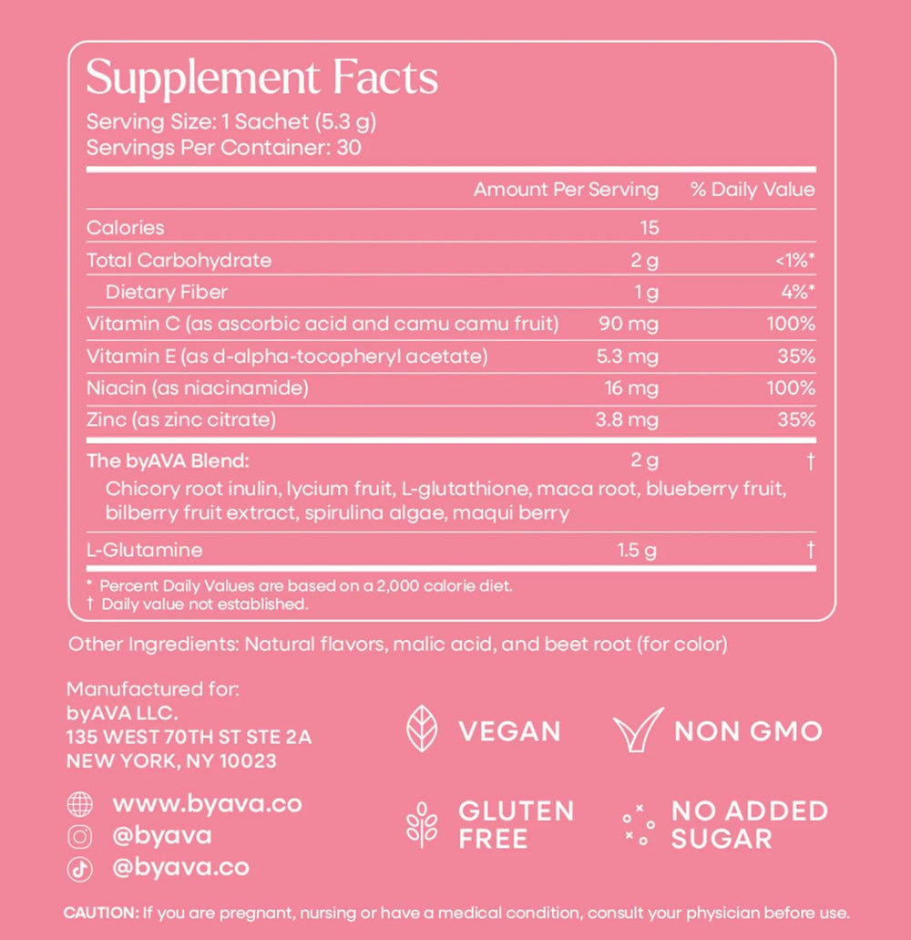 Close-up label reveals antioxidant-rich formula for skin vitality.