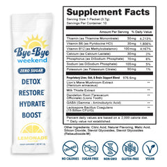 Bye-Bye Weekend detox drink mix dissolving-powder dissolves quickly for smooth post-party recovery.