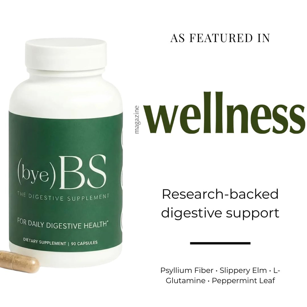 ByeBS Digestive Support bottle designed to support regular bowel function