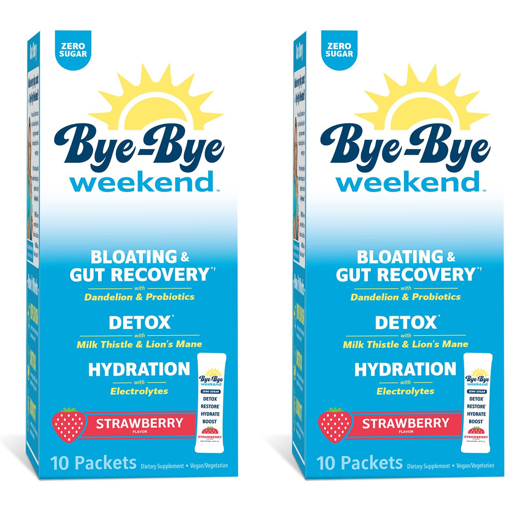 Bye-Bye Weekend Detox Drink Strawberry 20-pack sachets for post-party recovery and renewed energy