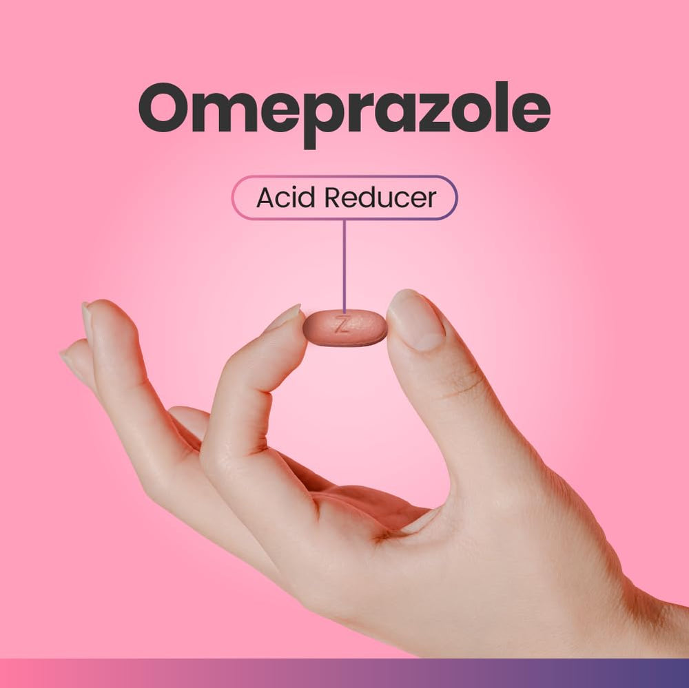 C'rcle Omeprazole 20mg tablets side view with bottle