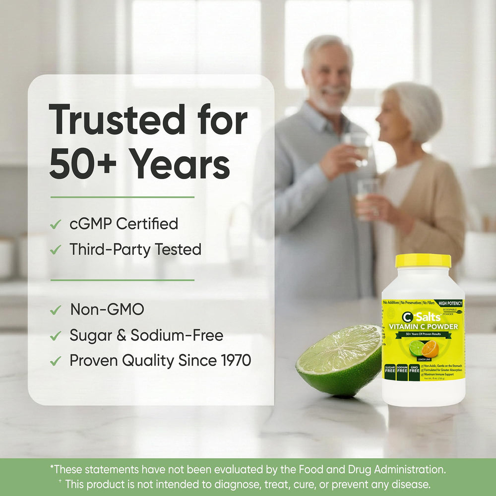 C-Salts organic vegan non-GMO emblem emphasizes clean nutrition.