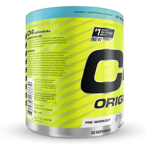 C4 Original ICY Blue Razz powder-dissolve in water during workouts