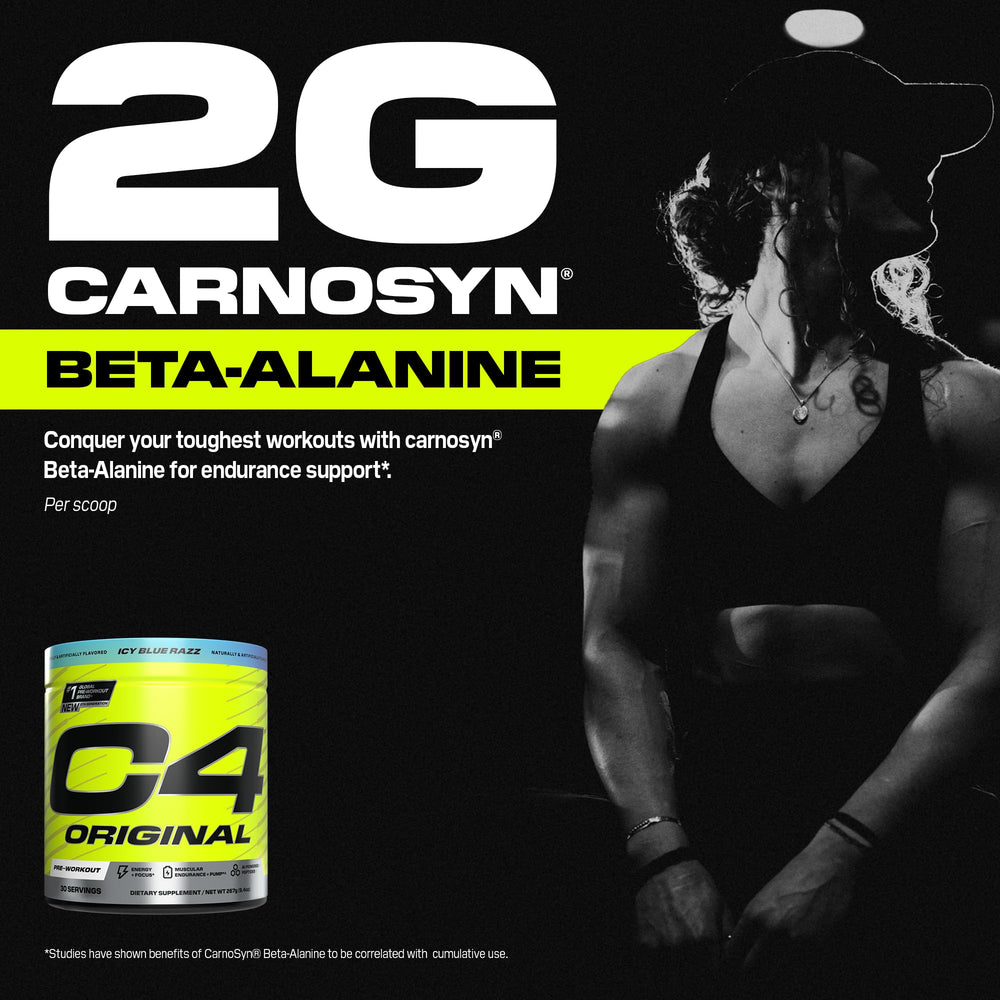 C4 Original ICY Blue Razz premium studio shot highlights product aesthetics