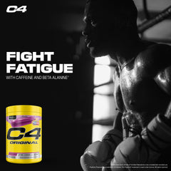 C4 Original Popsicle Grape can closeup emphasizes sugar-free formula.