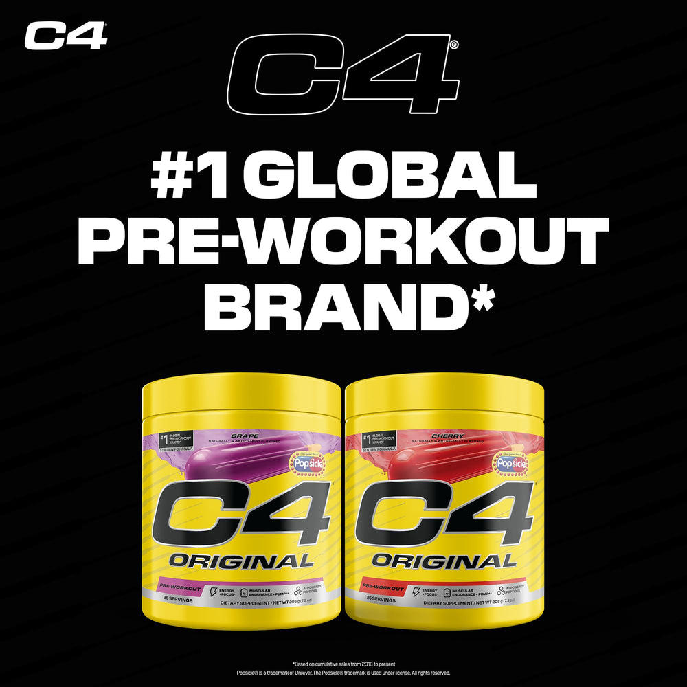 C4 Original Popsicle Grape powder closeup reveals beta-alanine and citrulline