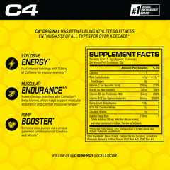 C4 Original grape label close-up highlighting caffeine and beta-alanine benefits