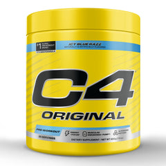 C4 Original icy blue razz bottle energizes workouts with improved focus.