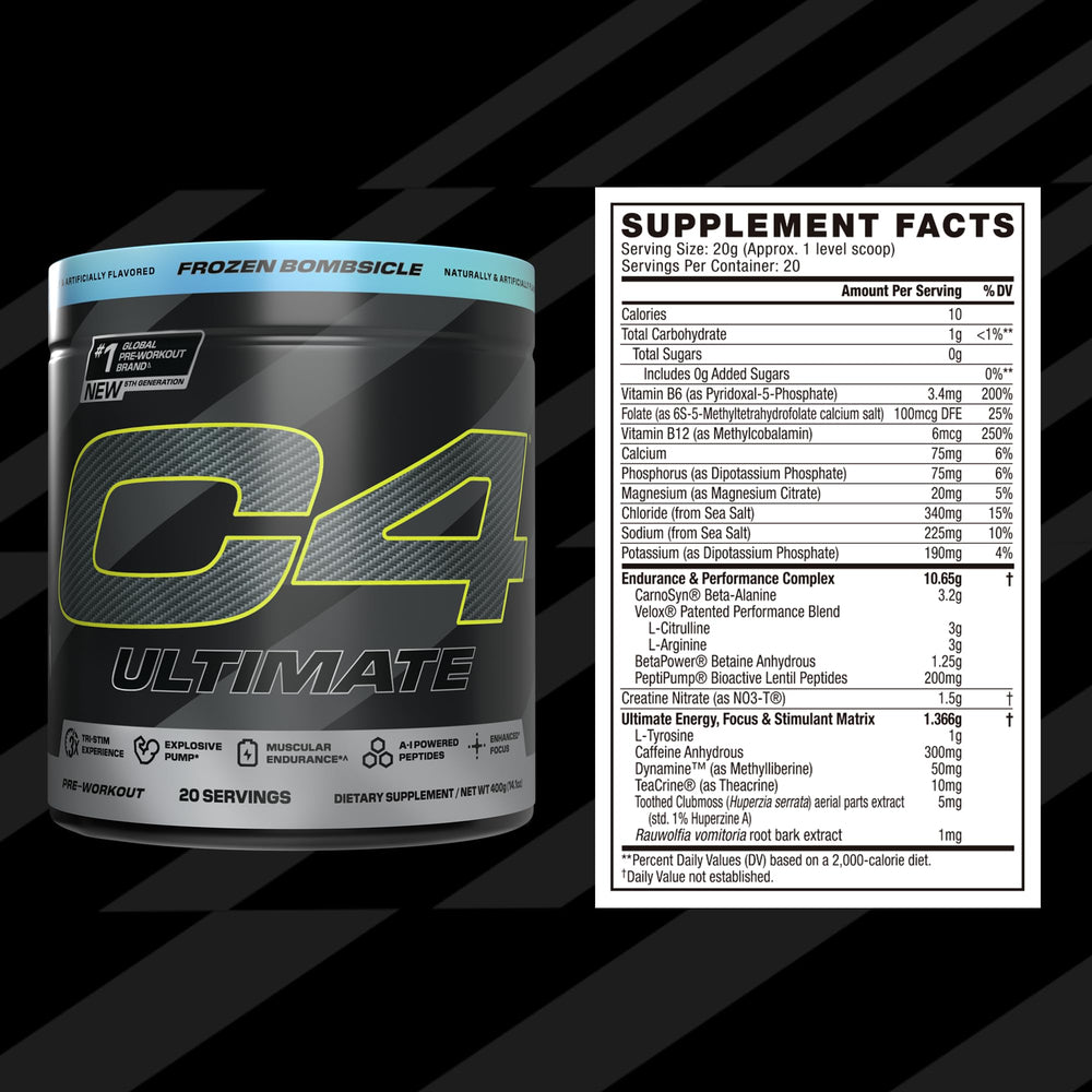 C4 Ultimate 20-serving pack provides a long-lasting pre-workout option.