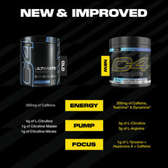 C4 Ultimate label closeup emphasizes clearly listed caffeine and beta-alanine