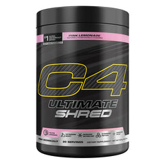 C4 Ultimate Shred pink lemonade tub highlights flavor and energy-boosting blend for workouts