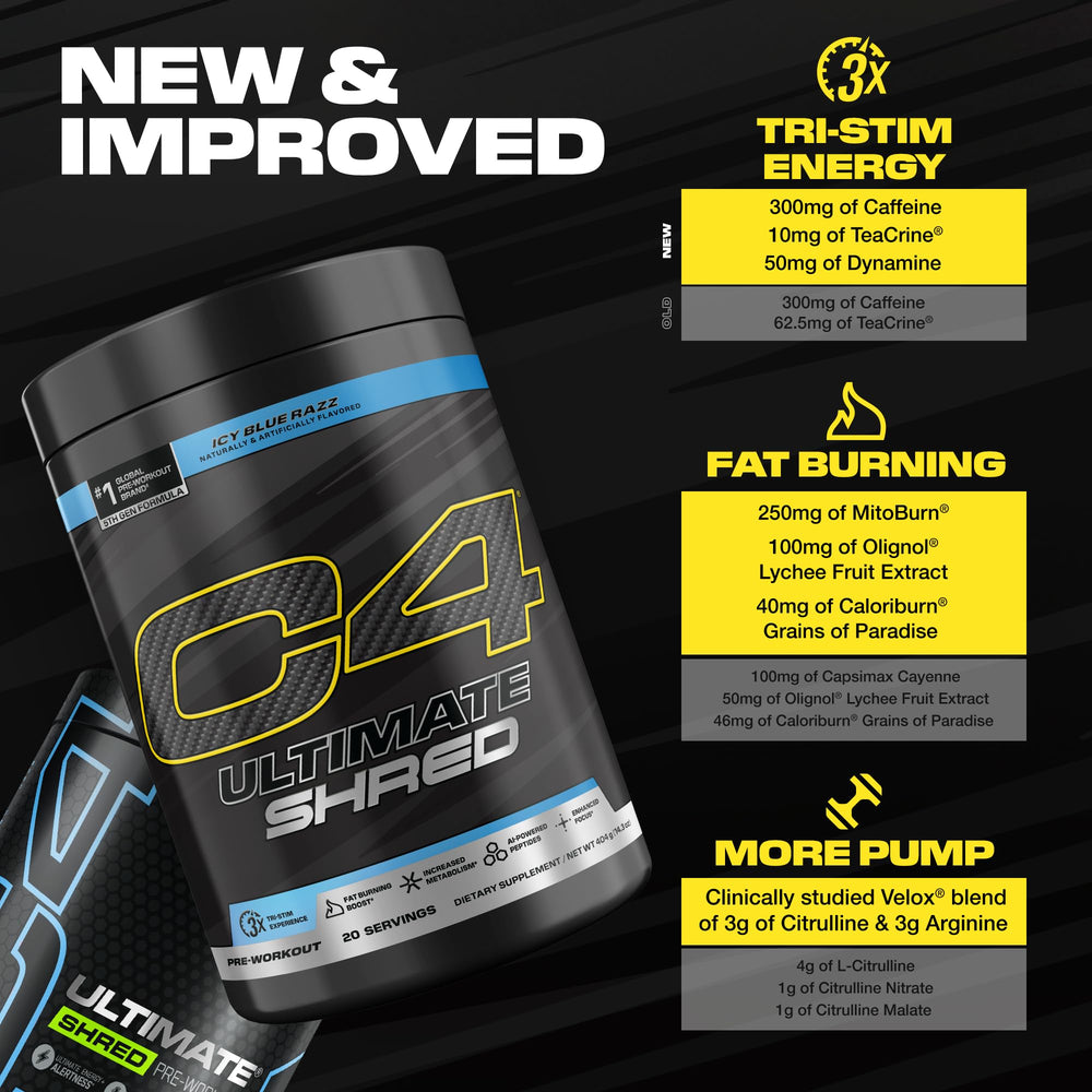 C4 Ultimate Shred powder dissolving in water for a smooth pre-workout mix