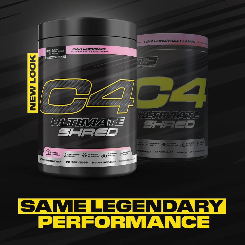 C4 Ultimate Shred VELOX pumps close-up shows L-Arginine and L-Citrulline blend