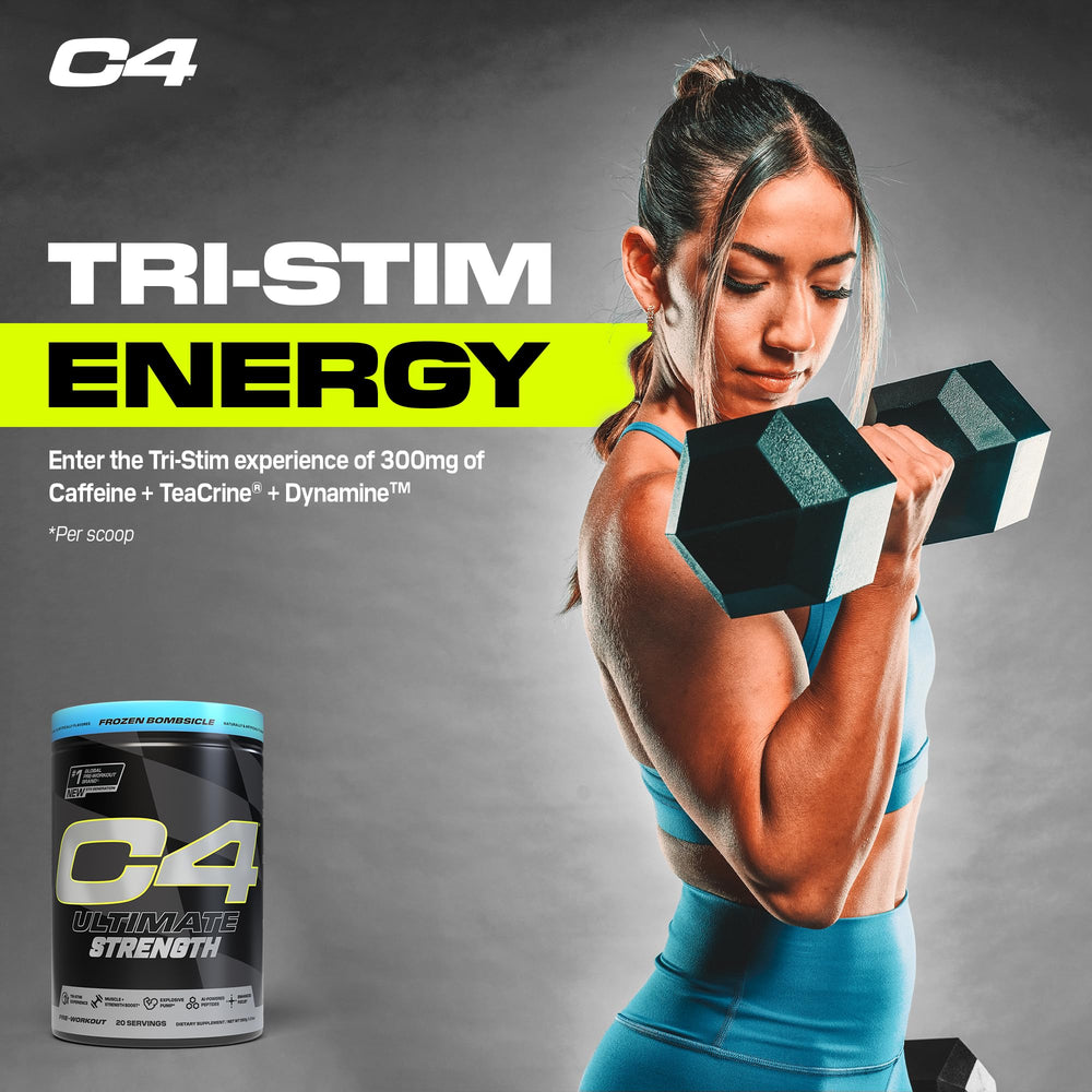 Athlete preparing pre-workout with C4 Ultimate Strength during training