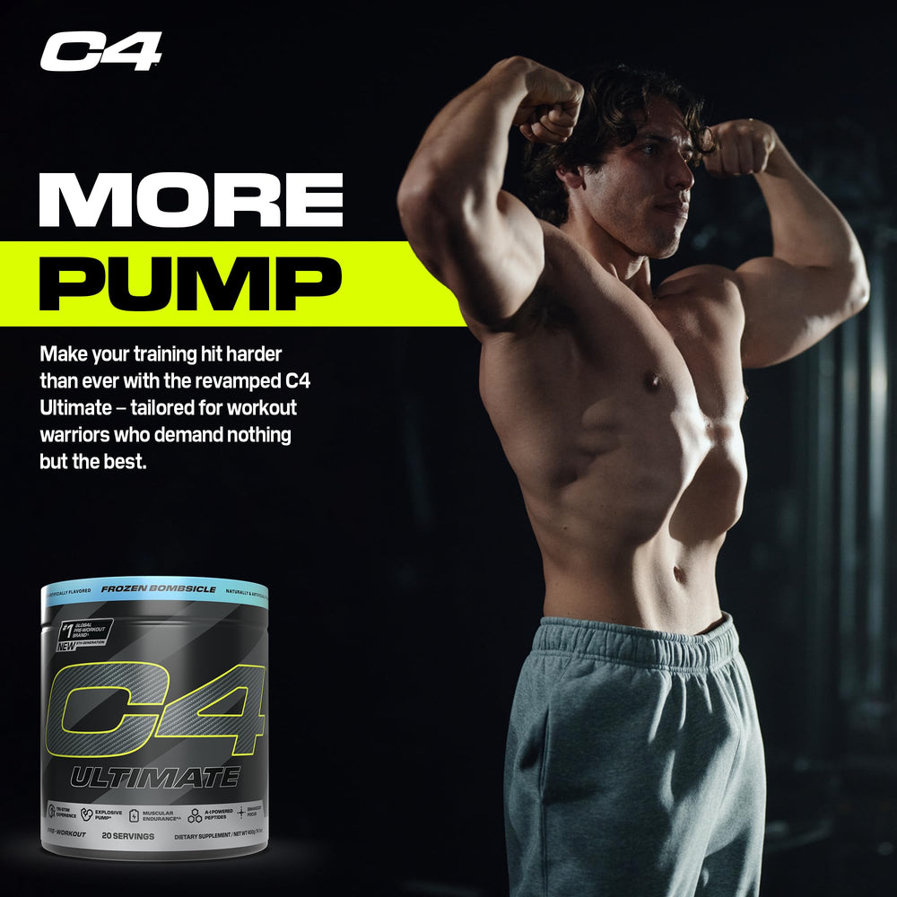 C4 Ultimate sugar-free preworkout powder ready for daily workouts.