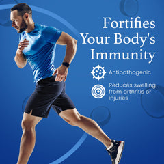 ESS60 molecule graphic beside C60 Evo MCT oil emphasizing antioxidant power