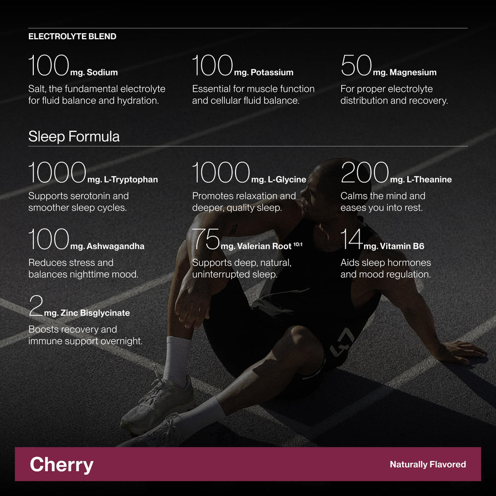 Cadence Recover Sleep Cherry ready-to-drink beverage shown in a glass