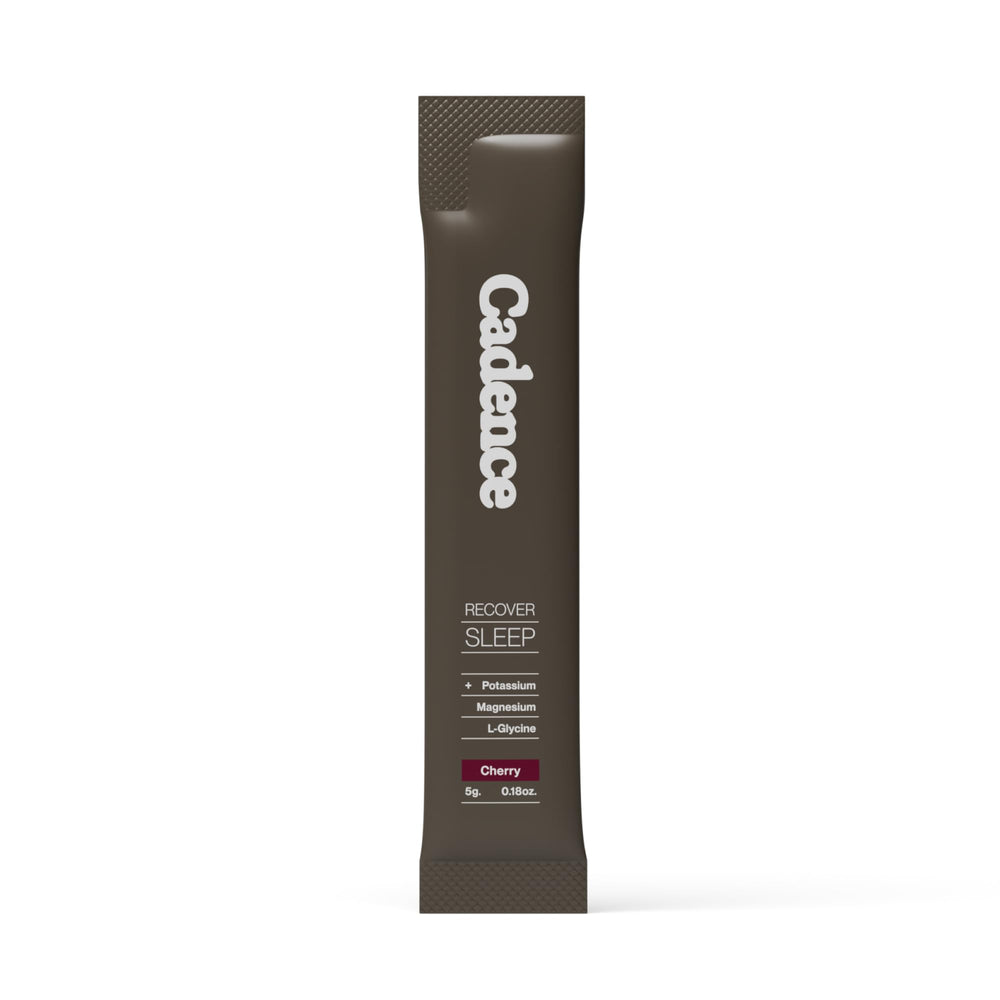 Cadence Recover Sleep Cherry packaging shows a clean ingredient list for nightly use