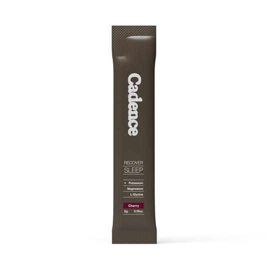 Cadence Recover Sleep Cherry packaging shows a clean ingredient list for nightly use