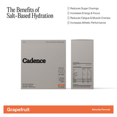 Cadence sachet being mixed with water for grapefruit hydration