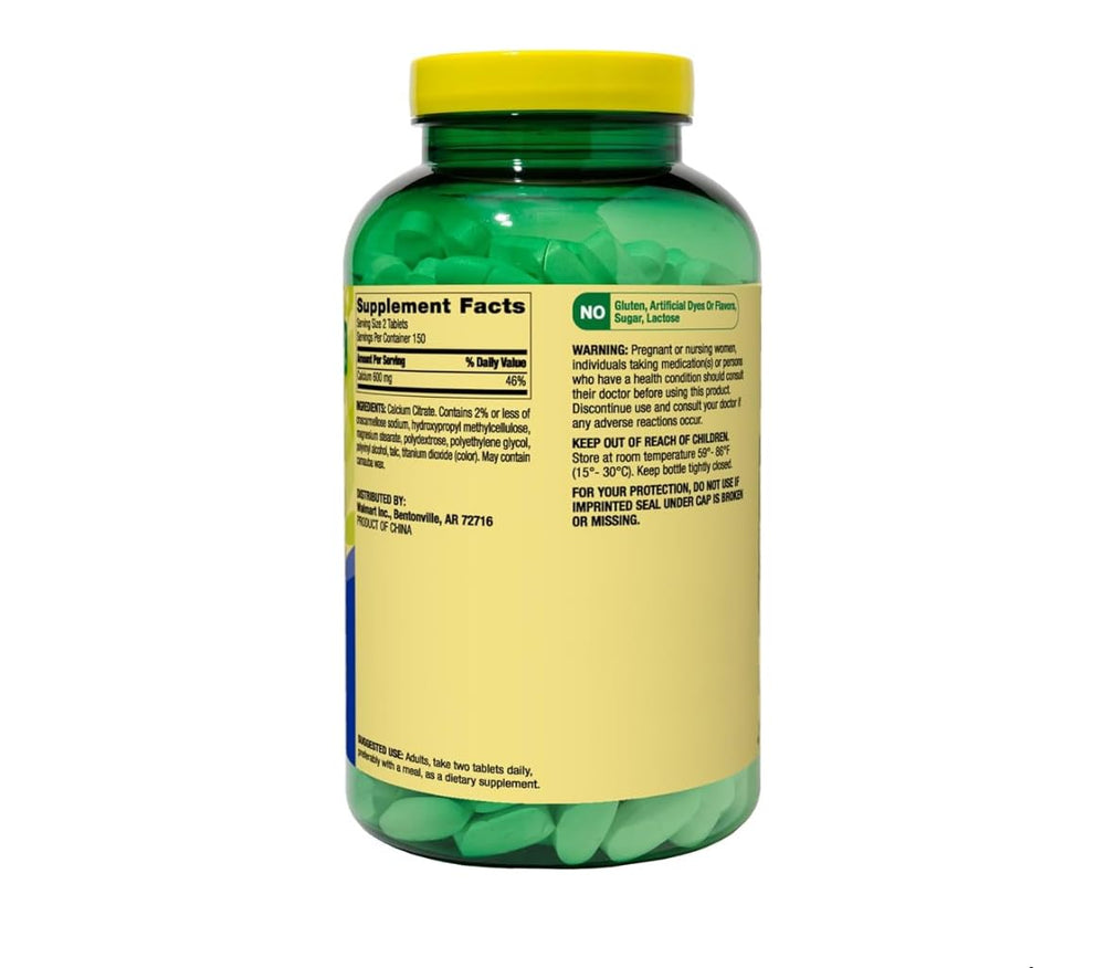 Calcium Citrate Supplement bottle showing a 300-tablet supply for long-term use.