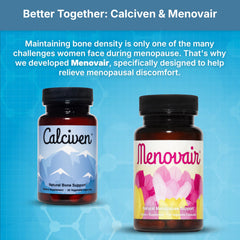 Illustrative Calciven branding with a bone health concept graphic.