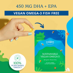 Calgee algae-source illustration highlights sustainable, fish-free omega-3 option.