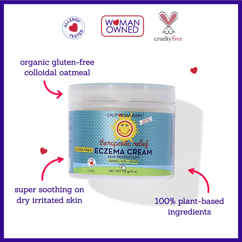 California Baby eczema cream features aloe vera gel for calm skin.