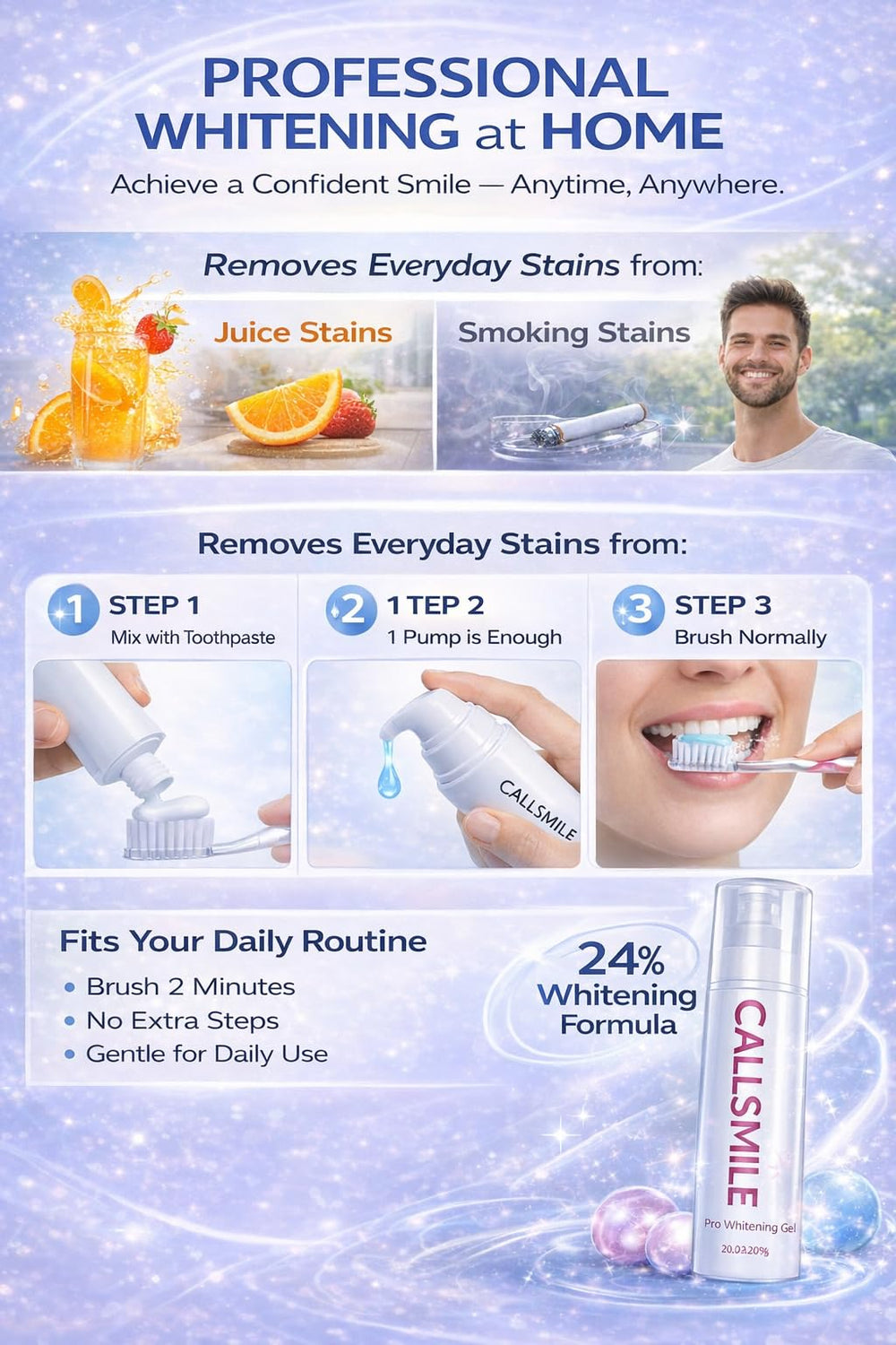 CallsMile Pro gentle formula protects enamel while whitening