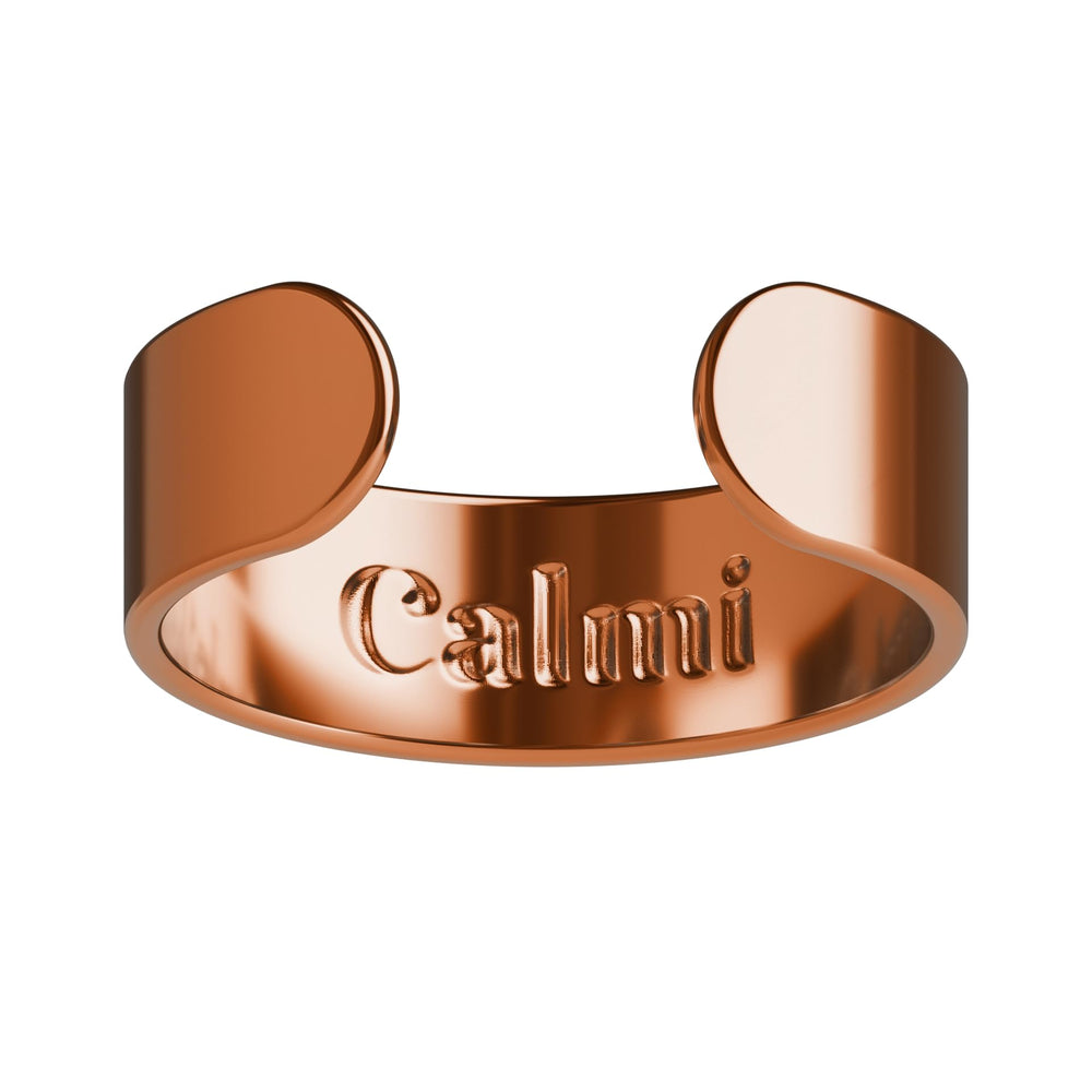 Calmi Magnetic Wellness Ring Rose Gold closeup, showing elegant daily-wear finish.