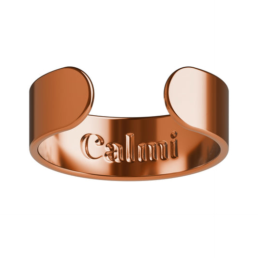 Calmi Magnetic Wellness Ring Rose Gold closeup, showing elegant daily-wear finish.