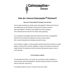 Calmoseptine label close-up shows active ingredients for skin care.
