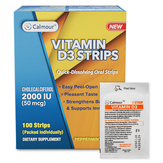 CALMOUR Vitamin D3 Strips pack for convenient daily use