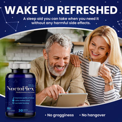 CALMPOSURE NoctoPlex pills closeup emphasizing sleep-friendly compounds