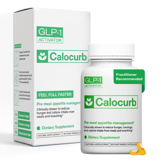 Calocurb bottle front view highlighting 90-count packaging for appetite control