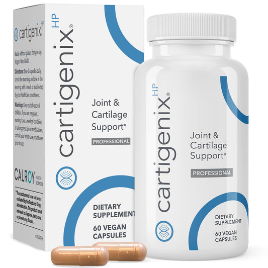 Calroy Cartigenix HP bottle front view showing joint support capsules.
