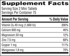 Caltrate Minis Minerals 150ct bottle side angle shows compact packaging for daily use