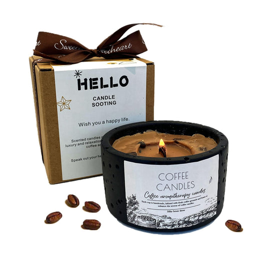 CAMPHOME large coffee bean candle with real beans for a vibrant morning aroma.