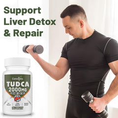 Canarata TUDCA tablets bottle label emphasizes clean ingredients and allergen-free formula.