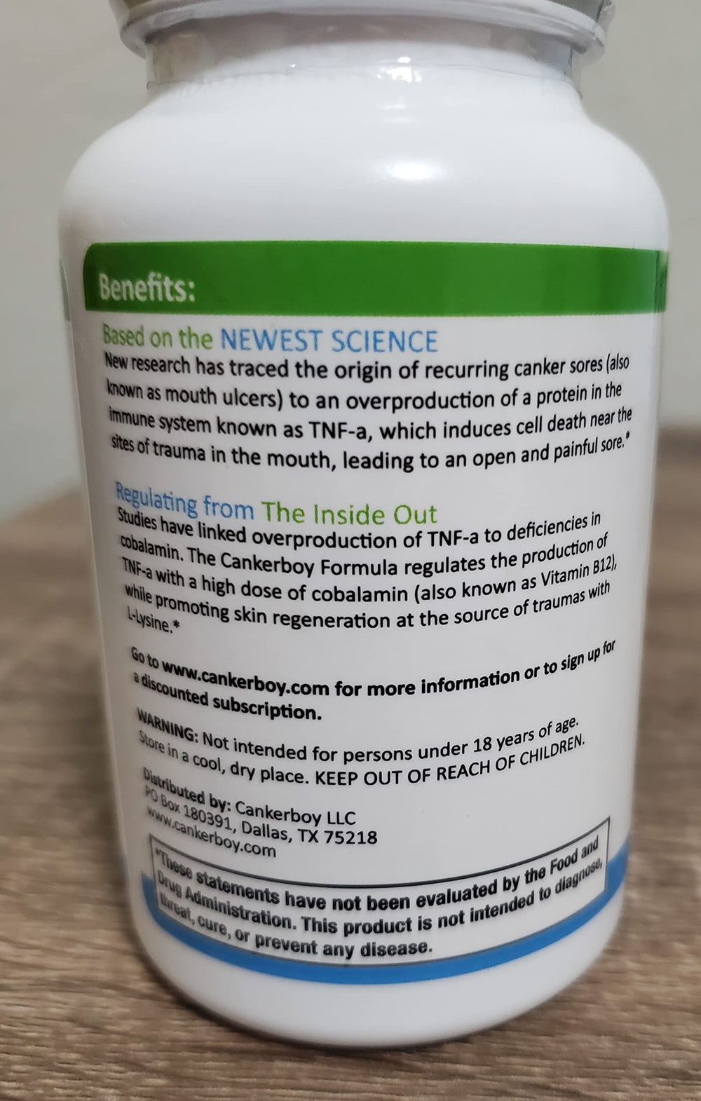Cankerboy daily supplement tablet closeup illustrating easy integration into daily routines