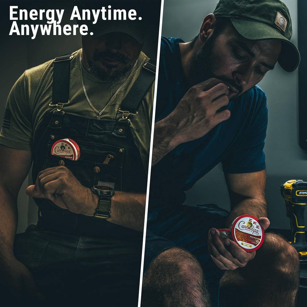 Cannadips Watermelon Energy Pouch pouring shot suggests mess-free, easy consumption.