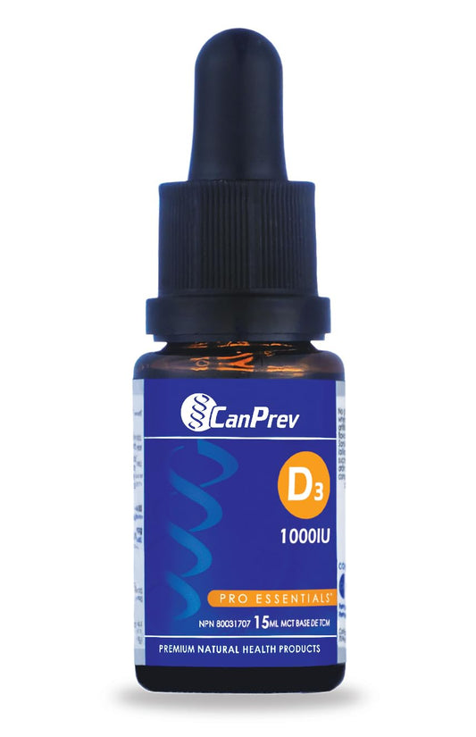 CanPrev D3 Drops bottle for easy daily dosing with MCT oil base.