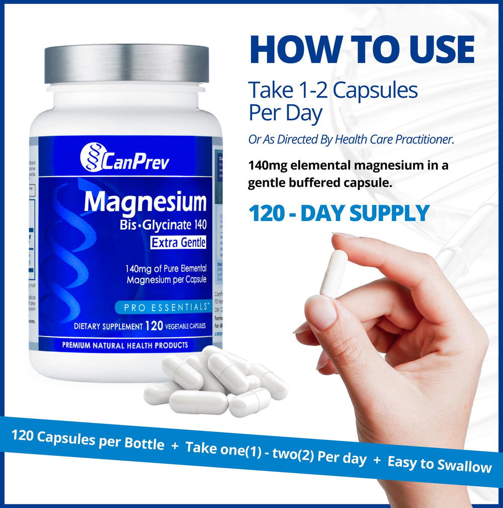 CanPrev Magnesium BisGlycinate Extra Gentle packaging indicates a 120-day supply.
