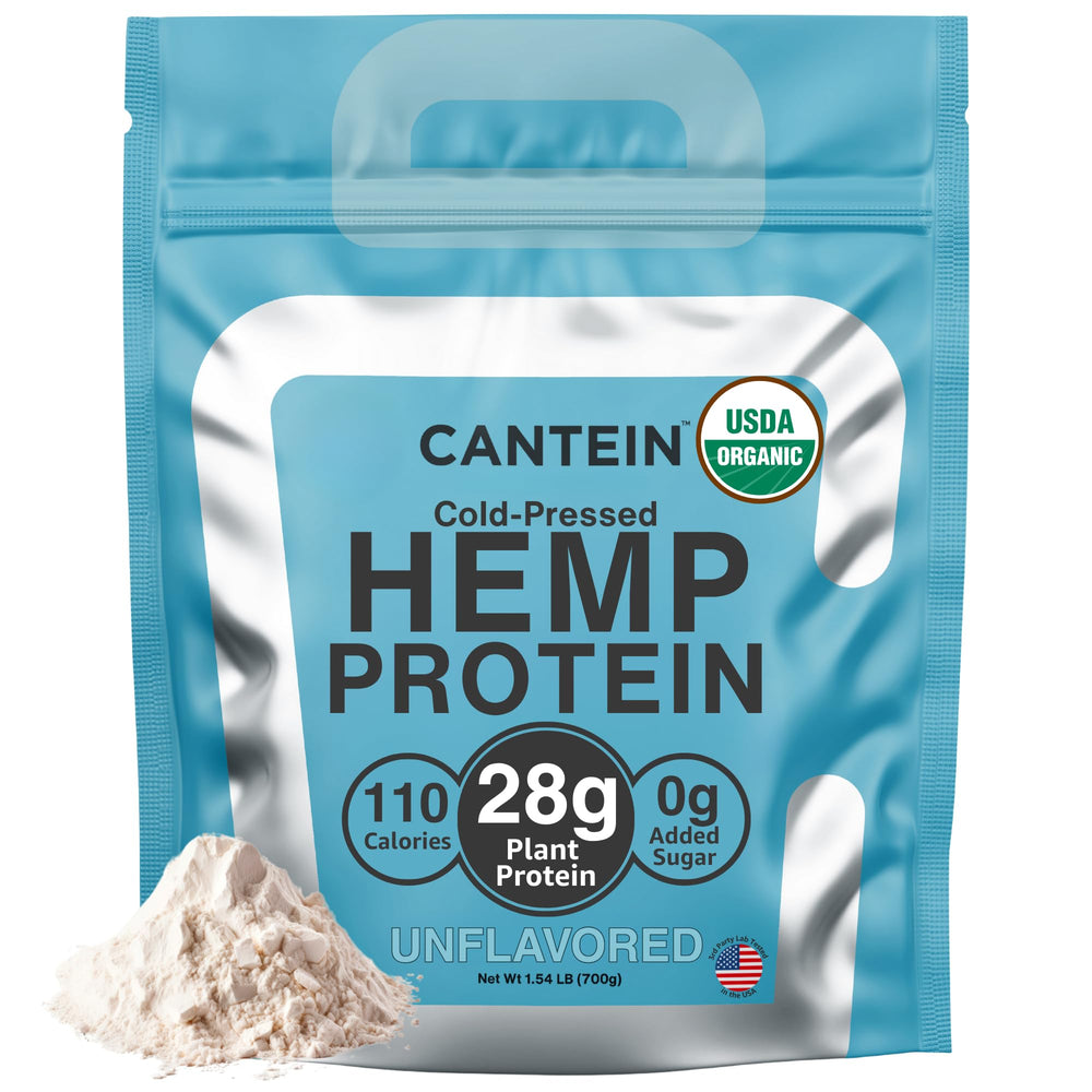 Cantein organic hemp protein powder front view for a clean plant-based protein boost.