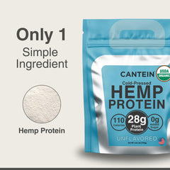 Cantein organic hemp protein powder pour illustrating easy blendability.