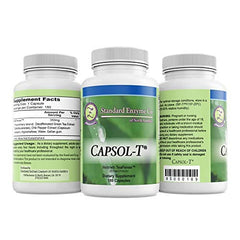 Capsol-T label close-up highlighting decaffeinated green tea and chili pepper formulas.