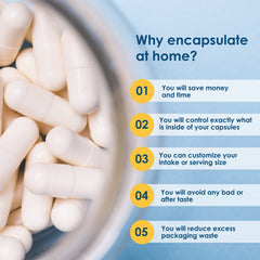 Capsuline lock technology close-up demonstrates powder-saving feature during filling.