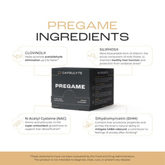 Capsulyte Pregame 14-dose supply packaging highlights daily use.