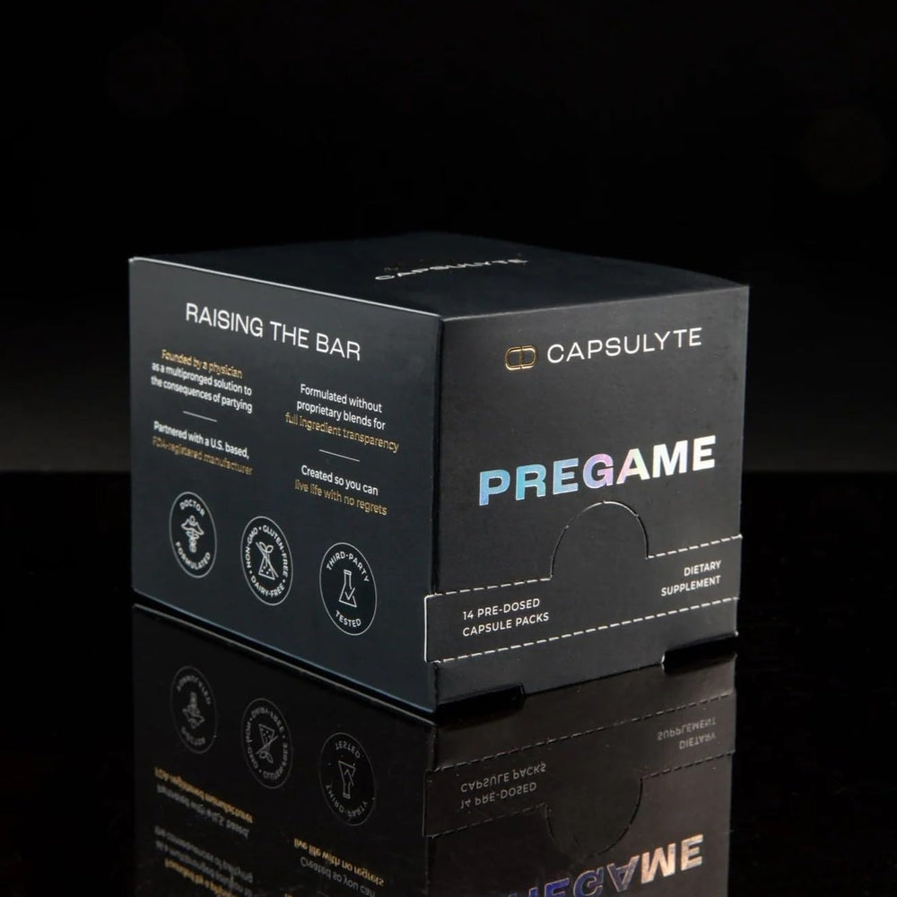 Capsulyte Pregame use scenario for nightlife and mornings.