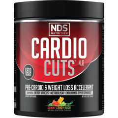 Cardio Cuts NDS Nutrition 4.0 bottle front label highlighting keto-friendly pre-workout benefits